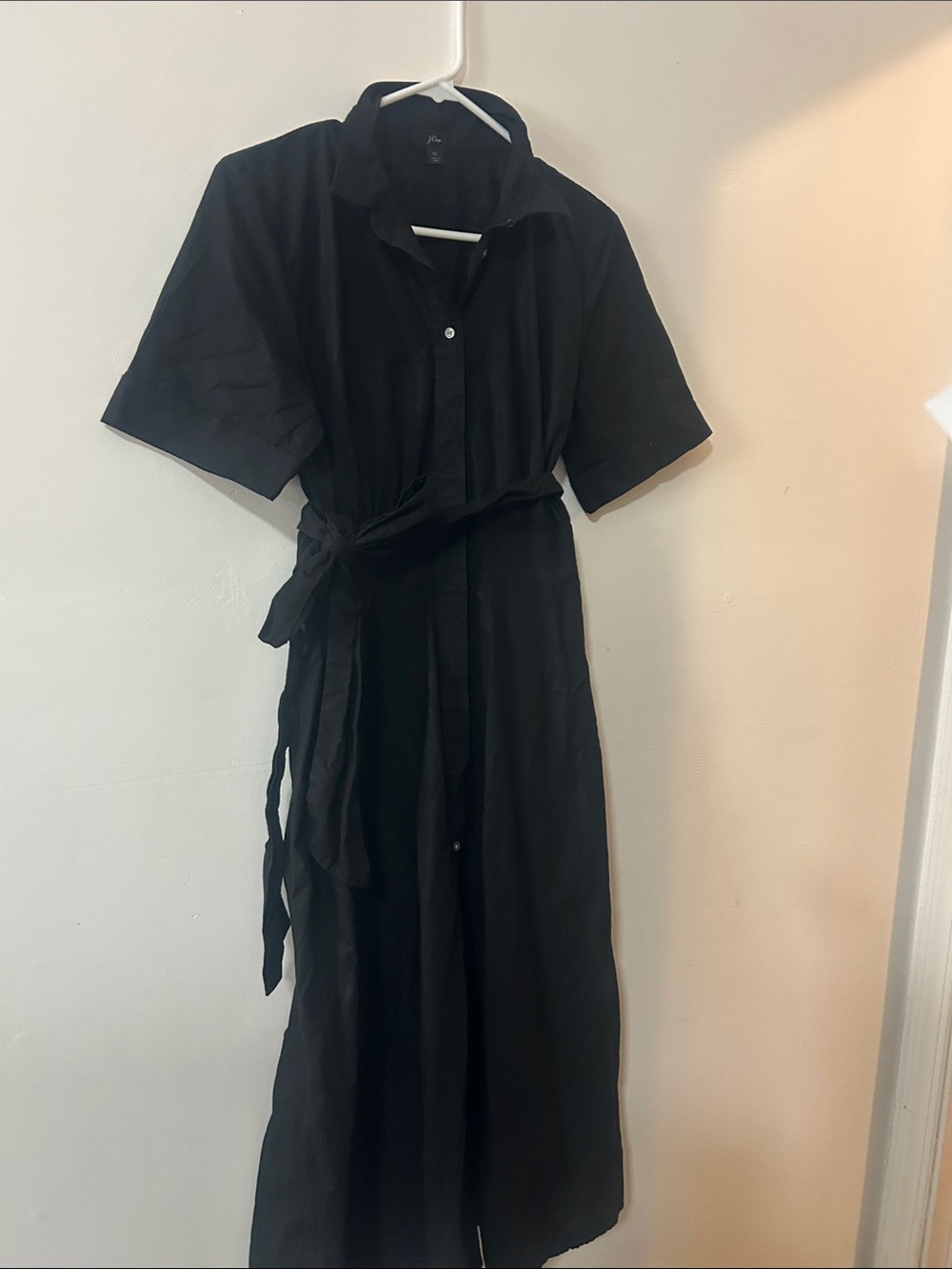 J. Crew Black Maxi Shirt Dress with Tie Waist